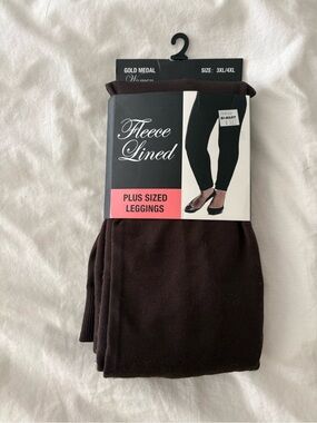 Source Unknown Fleece Lined Plus Size Leggings - Dark Brown